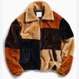 Urban Outfitters Patchwork Faux Fur Jacket